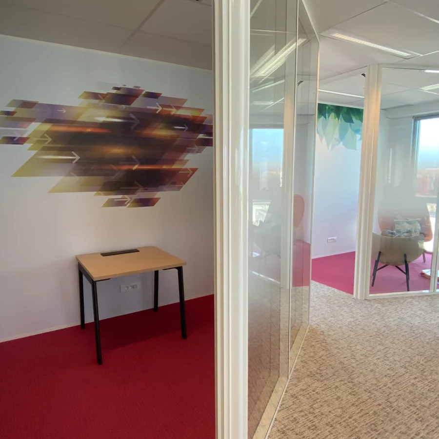 Vitrophanie, décoration, mur, cloison de bureau