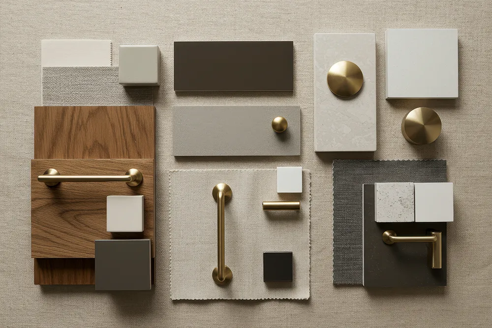 références échantillons conseils textures bois béton textile pierre cover styl design intérieur moodboard